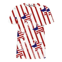 Мажи Обични Маици Од Екипажот Американско Знаме Ѕвезди Пруги Маици За Печатење Блузи Фитнес Спортски Шорцеви Ракави Празнична Блуза