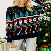 Хуакаишиџи Елка Плетен Џемпер Пуловер За Жени Смешни Џемпери За Празнични Забави