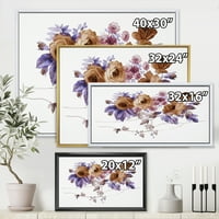 DesignArt 'Purple Wildflowers на бело IV' Традиционална врамена платно wallидна уметност печатење