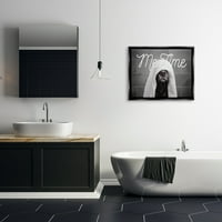 Sulpell Industries Me Time Pet Cog Base Portreate Jet Black Rramed Floiating Canvas Wallидна уметност, 24x30