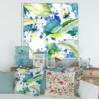 DesignArt 'Aquarelle Impression of Daisy Flowers i' Trational Rramed Canvas Wall Art Print