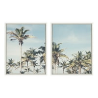 Кејт и Лорел Силви Крајбрежна кокосова палма плажа врамена плажана wallидна уметност поставена од студиото Creative Bunch, бела,