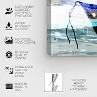 Студио Wynwood Studio Наутички и крајбрежен wallиден уметнички платно отпечатоци „Полка точка бикини“ најважни работи - сина, бела боја