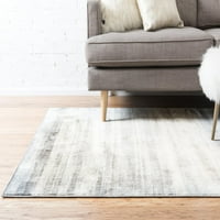 Единствени разбојни правоаголни апстрактни модерни килими со сива беж, 5 '8' 0