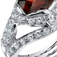 2. КТ овална форма црвена гранат и кубни цирконија прстен во сребро сребро