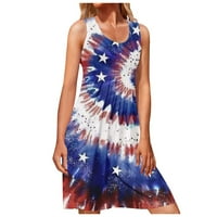 Ден На Независноста Оалиро Фустани Со Цветни Принтови Без Ракави За Жени Американско Знаме Женски Летни Фустани Секојдневни