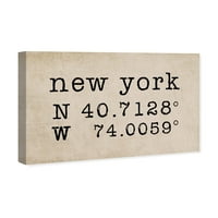 Студиото Винвуд Студио и Скилинис wallидни уметности платно ги отпечатоци „NYујорк Координати“ во градовите на САД - Браун, црно