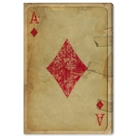 Wynwood Studio Entertainment and Hobbiy Wall Art Canvas Print 'Ace of Diamonds' Ingery Cards - црвена, кафеава