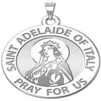 Света Аделаида Од Италија Верски Медал Големина На Четвртина - Цврсто 14к Бело Злато