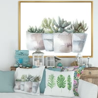 DesignArt 'Succulent and Cactus House Plants Iii' Farmhouse Rramed Canvas Wall Art Print