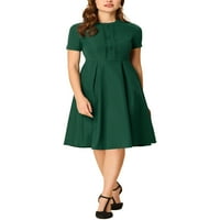 Уникатни поволни цени за кратки ракави со кратки ракави на вратот, плетени гроздобер миди фустан од 1950 -тите години