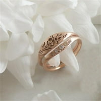 Едноставен подарок за годишнината од 18к златен врежан прстен од роза