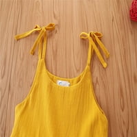 Дете Дете Бебе Девојки Летен Прашка Фустан Симпатична Еднобојна Обична Облека Намалена Жолта 80