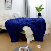 Уникатни поволни цени бушава фау крзно декоративно ќебе кралско сино фрлање
