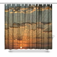 Зајдисонце Со Облаци Во Витраж Апстрактна Позадина Водоотпорен Туш Завеса Во Собата за Бања 72 72