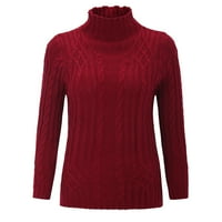 Ханзидакд Пуловер Џемпери За Жени Зимски Долг Ракав Желка Акрилик Плус Големина Мода Пуловер Џемпери Црвена XL