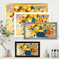 DesignArt 'живописен цветен букет во сина и жолта' традиционална врамена уметничка печатење