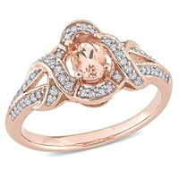 CT Miabella CT CT овален Morganite CT Diamond 10kt розово злато изопачено прстен за ангажман