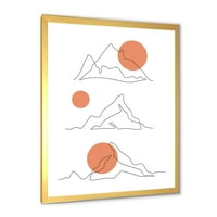DesignArt 'Апстрактни црвени месечини со Mountain Range' Модерни врамени уметнички печати