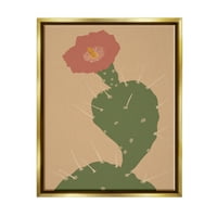 Sumbell Industries Prickly Boho Cactus Flower Modern Pictorial Plant Graphic Art Metallic Gold Floating Framed Canvas Print